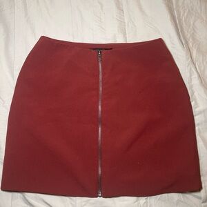 Red Zipper Mini Skirt